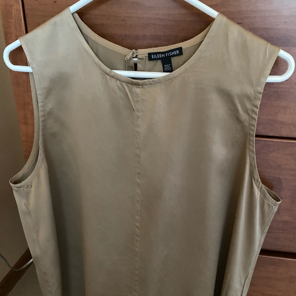 Eileen Fisher sleeveless silk top gold